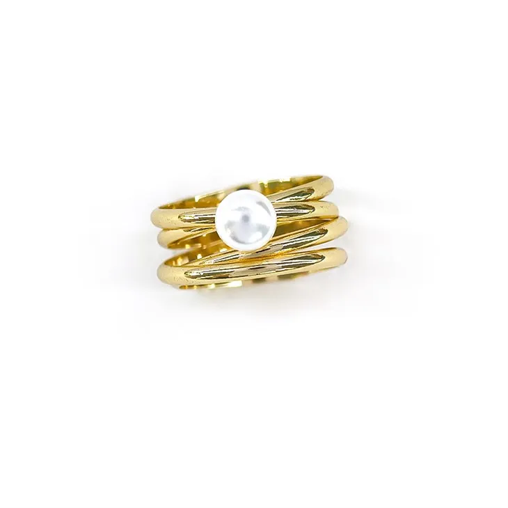 Gold Coil Perle Ring