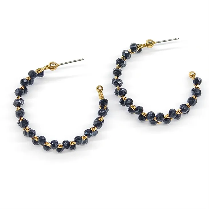 Black Beads Hoop Ørering