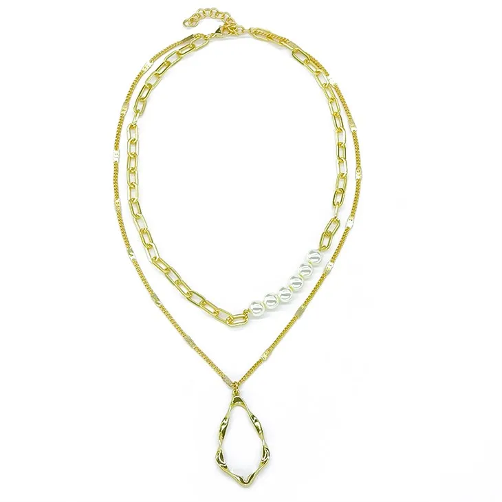 Guld perle halskæde sæt