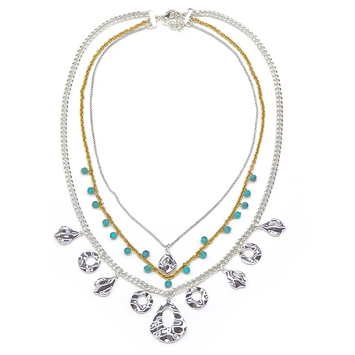 Lagdelt kæde halskæde sæt