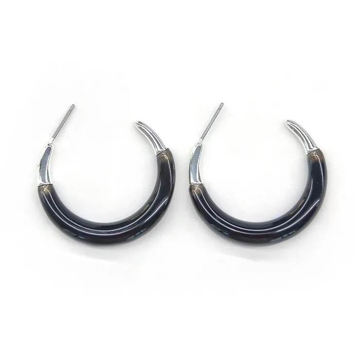 Navy Marmor Resin Hoop Ørering